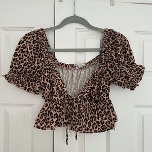 Urban Outfitters Cheetah Print Tie Crop Top
